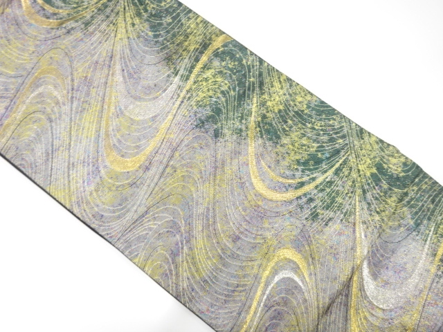 引き箔　流水模様織り出し袋帯